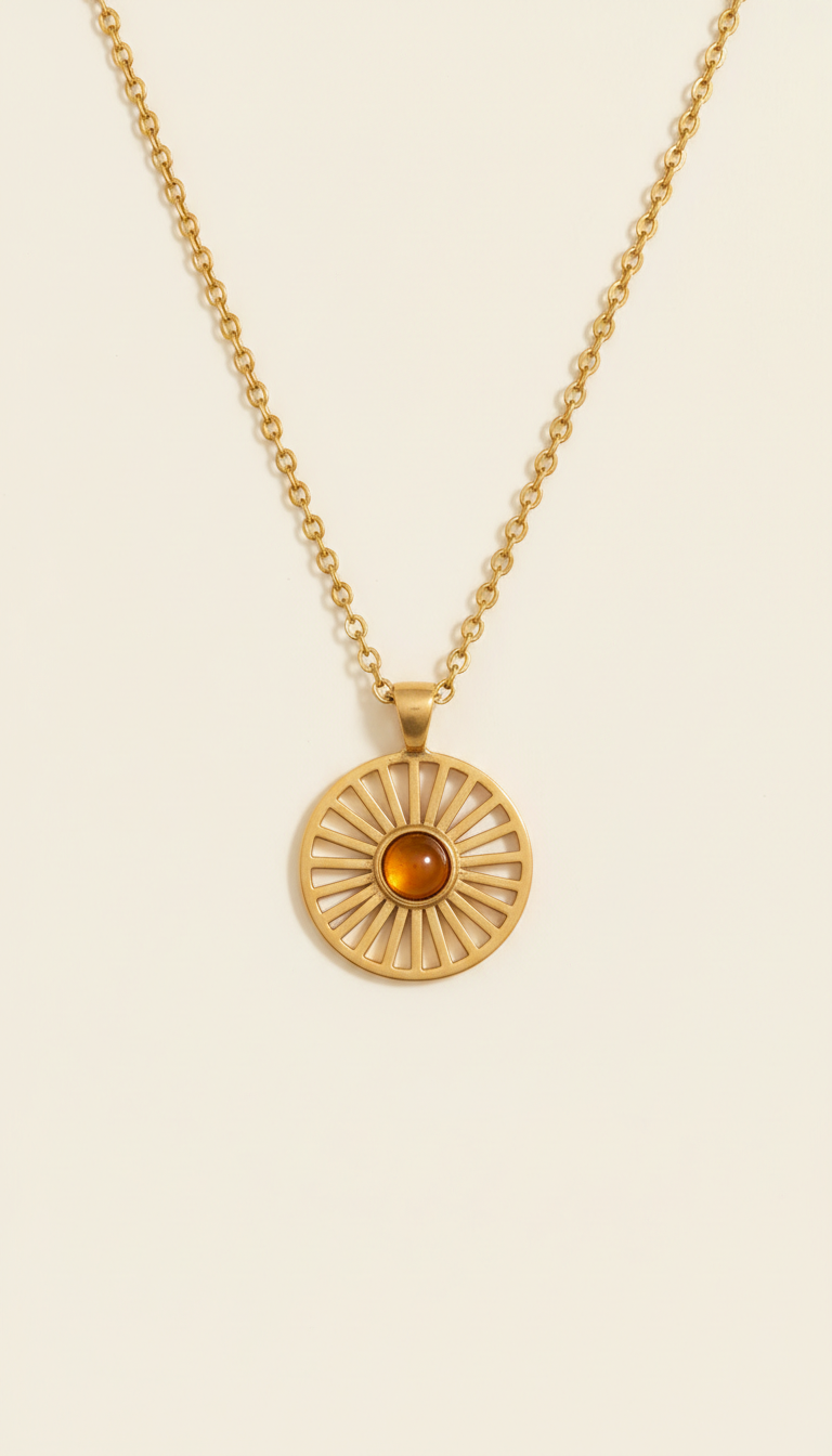 Sunbeam Pendant Necklace 14k Gold