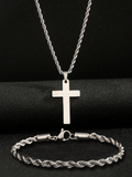 Cross Pendant Necklace And Bracelet