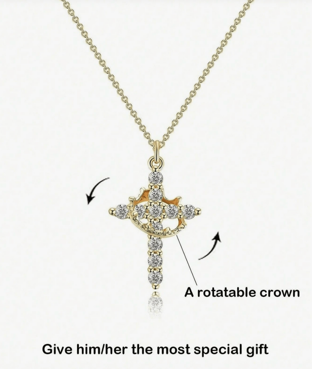 Crown And Cross Pendant Necklace,