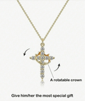 Crown And Cross Pendant Necklace,