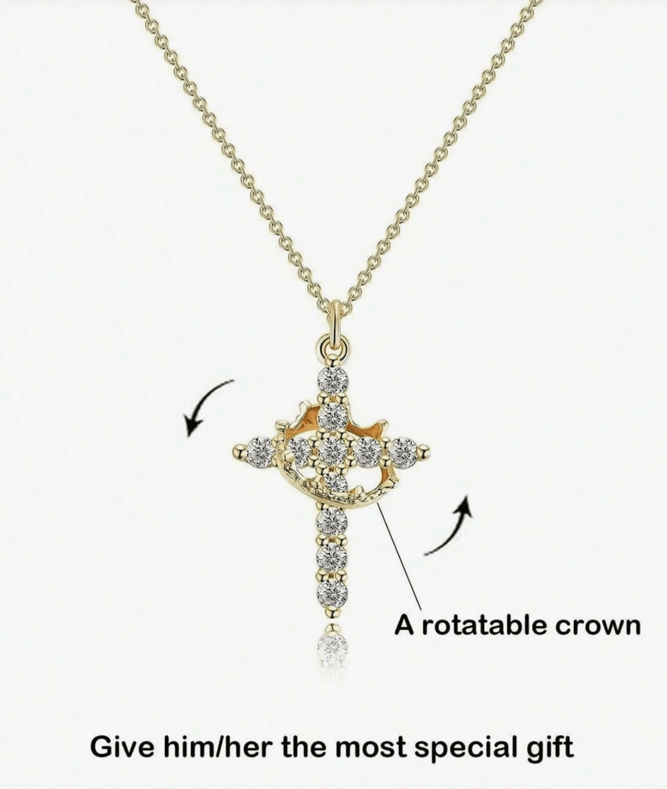 Crown And Cross Pendant Necklace,