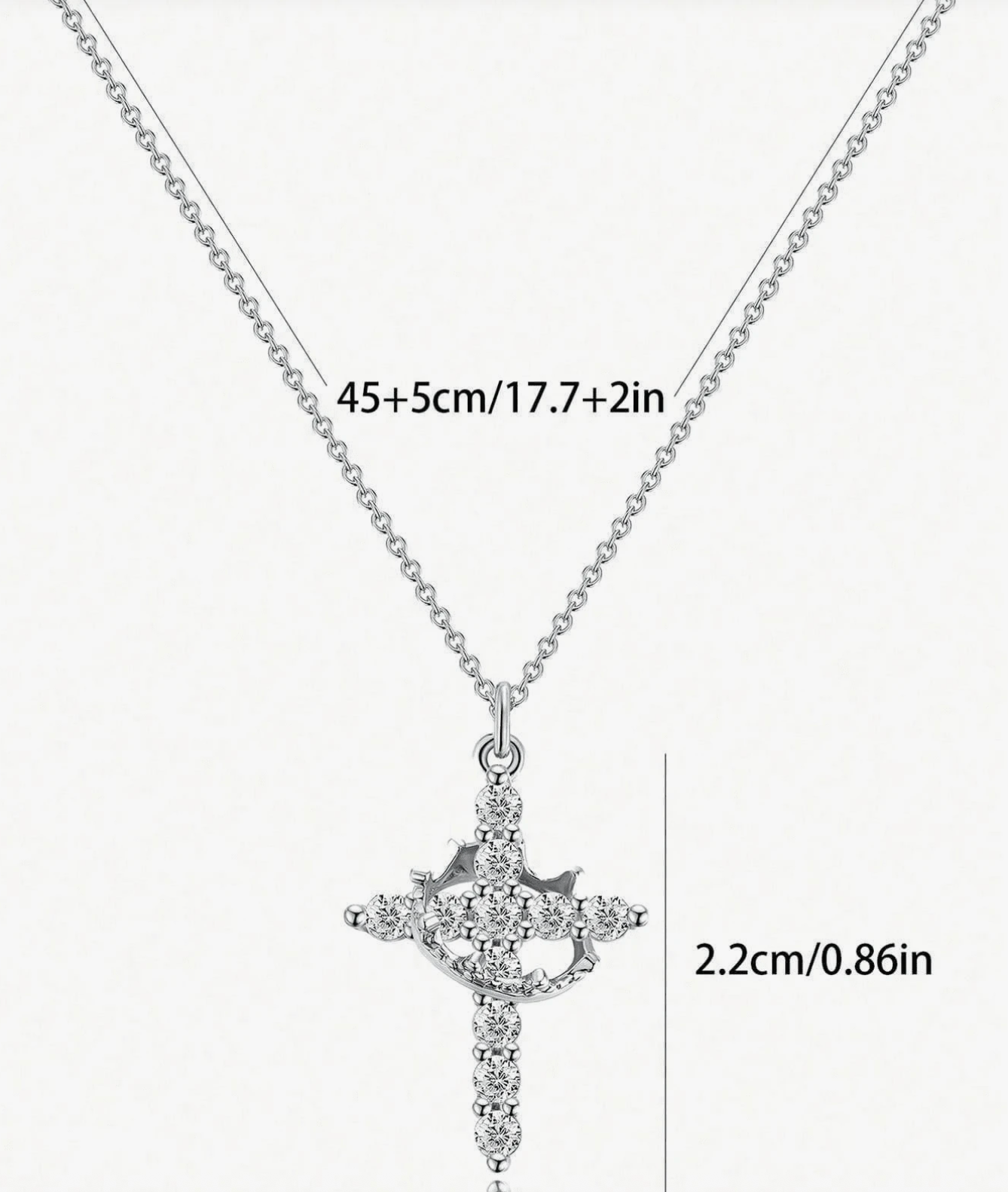 Crown And Cross Pendant Necklace,